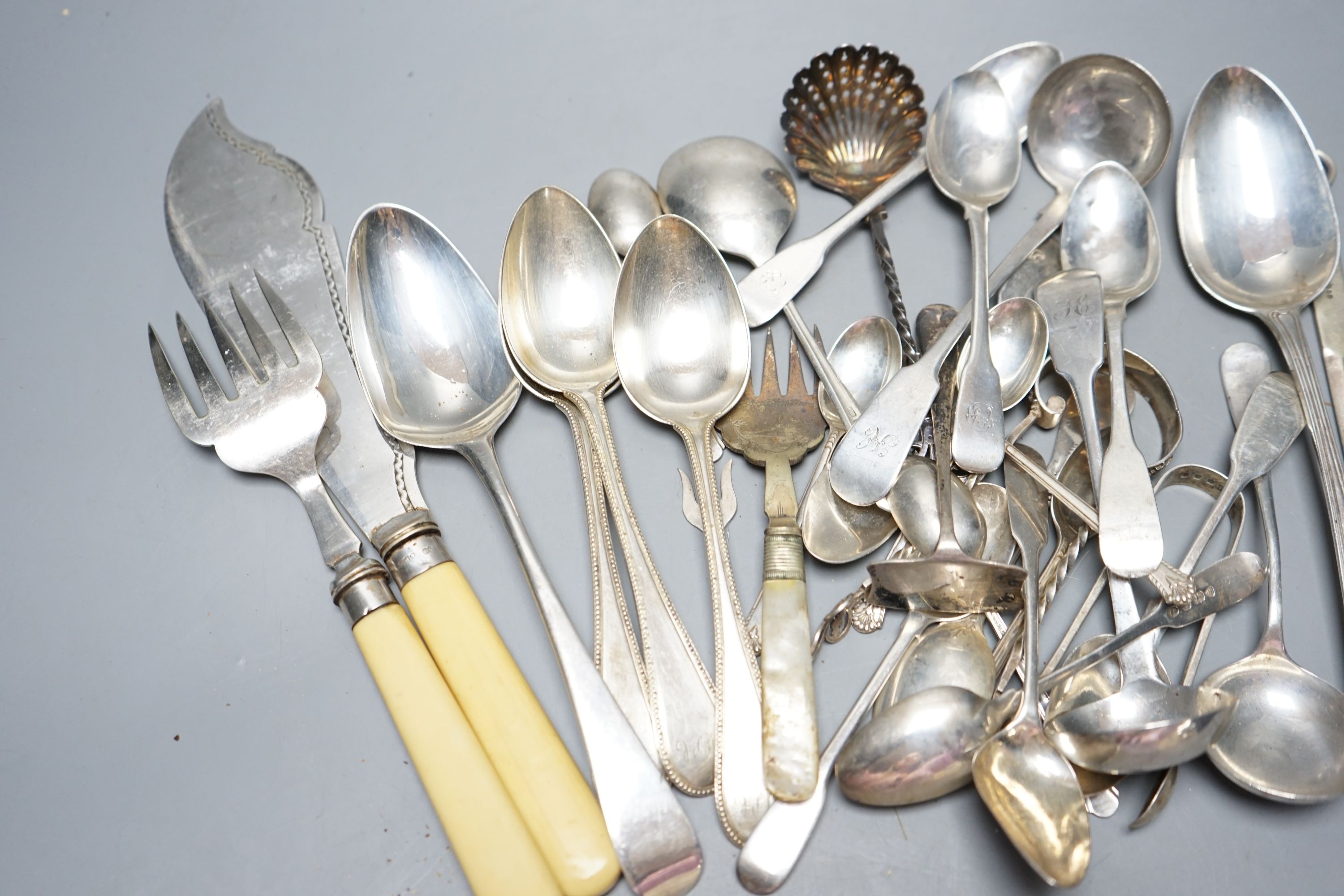 A quantity of assorted 19th century and later flatware, various dates and makers, and minor plated items